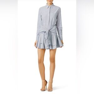 Derek Lam 10 Crosby Blue Striped Tie Shirt Dress